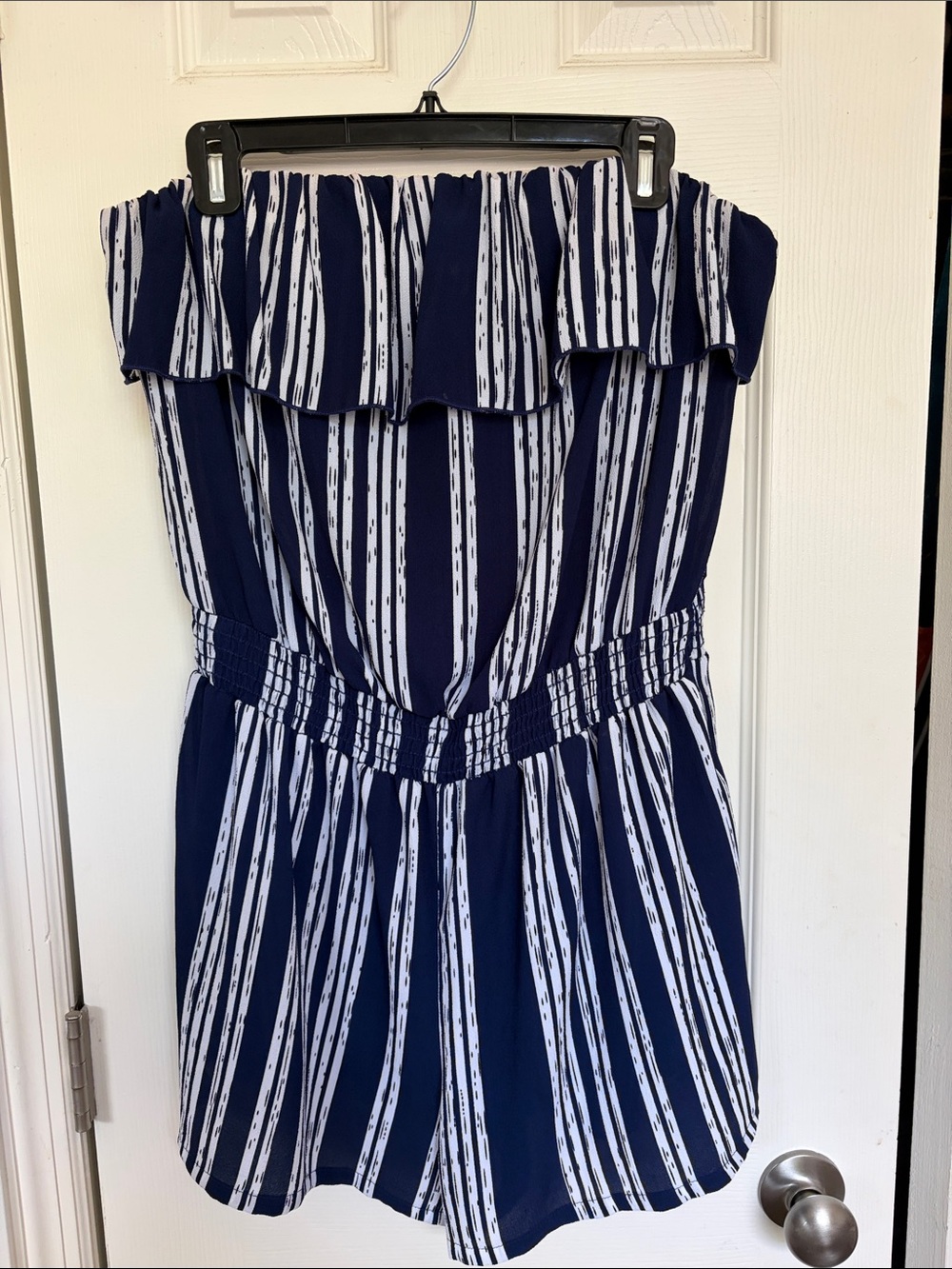 Charlotte Russe Navy and White Strapless Romper